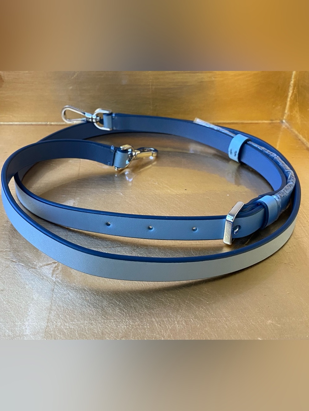 NWOT Kate Spade Adjustable Purse Strap. Lt. Blue w/ Silver Hardware - Picture 4 of 11